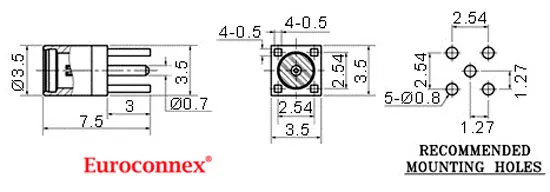 MMCX HEMBRA, DORADO, PER CIRCUIT IMPRES — imagen 2