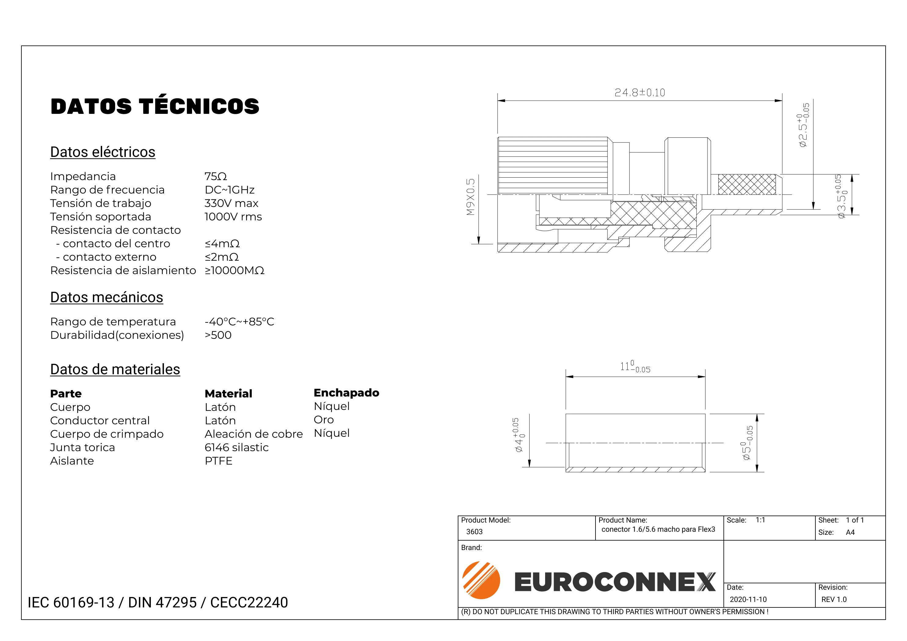 Conector 1.6/5.6 Macho Crimpar para FLEX3 — imagen 2