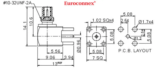SMC HEMBRA PCB, ACODADA, DORADA — imagen 2
