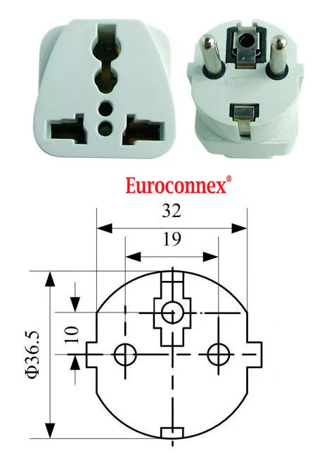 ADAPTADOR UNIVERSAL PARA ESPAÑA, ALEMANIA Y FRANCIA, 250V 10-16A, ECONÓMICO — imagen 2