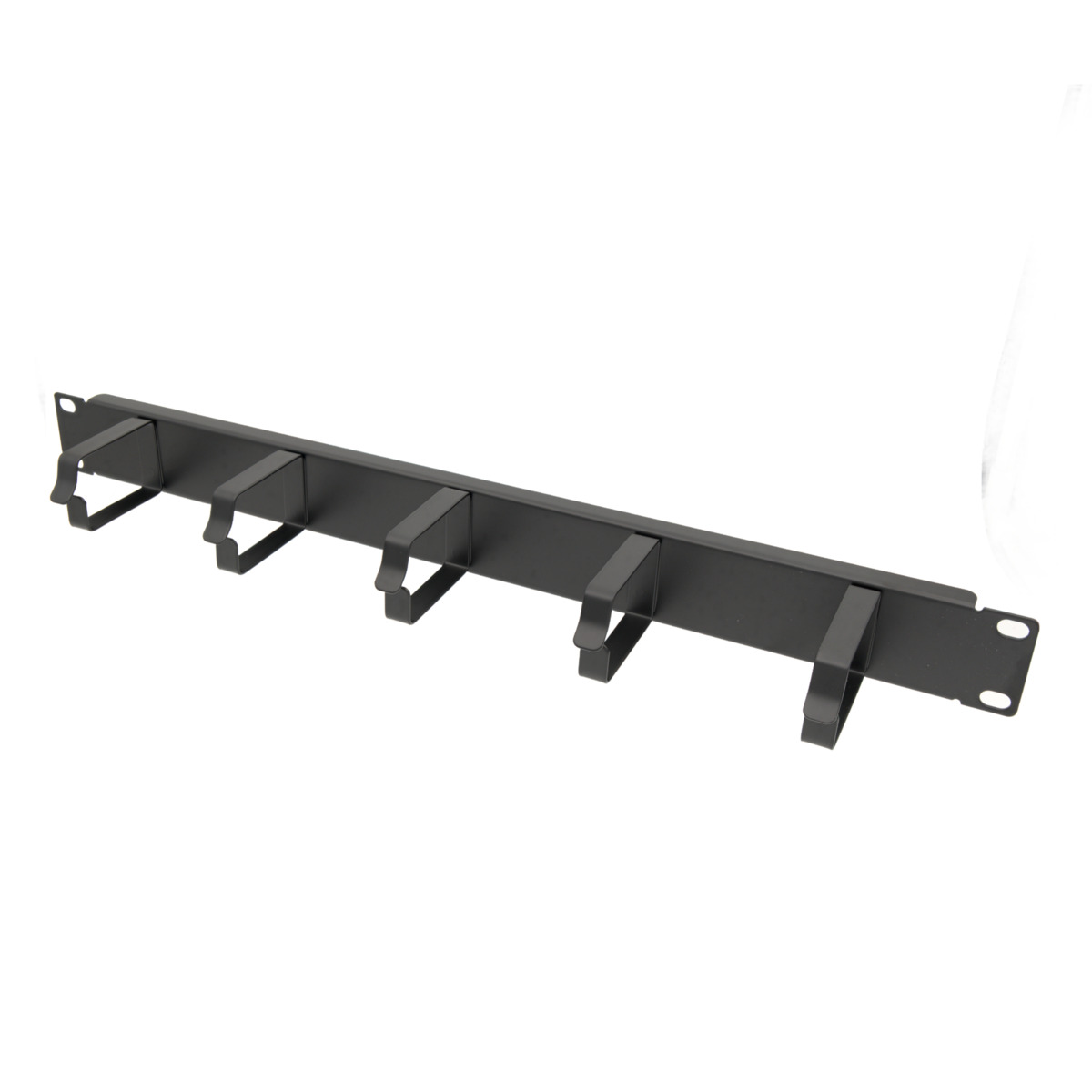 Organizador horizontal de cables de acero con 5 anillos en forma D, 1U, una cara, para 19"