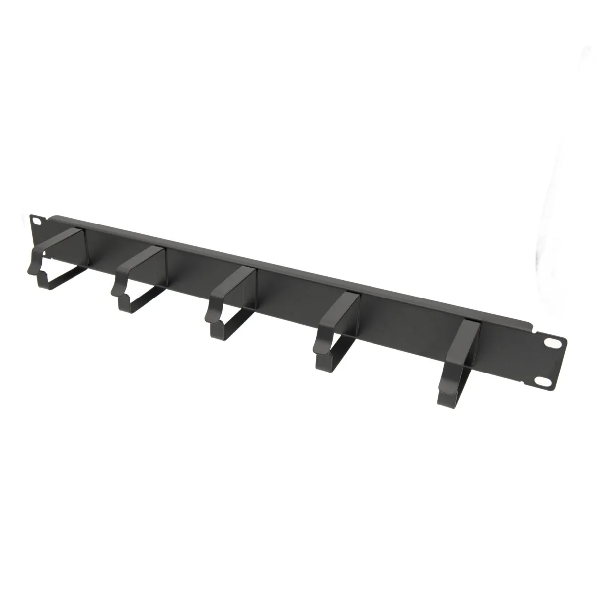 Organizador horizontal de cables de acero con 5 anillos en forma D, 1U, una cara, para 19"