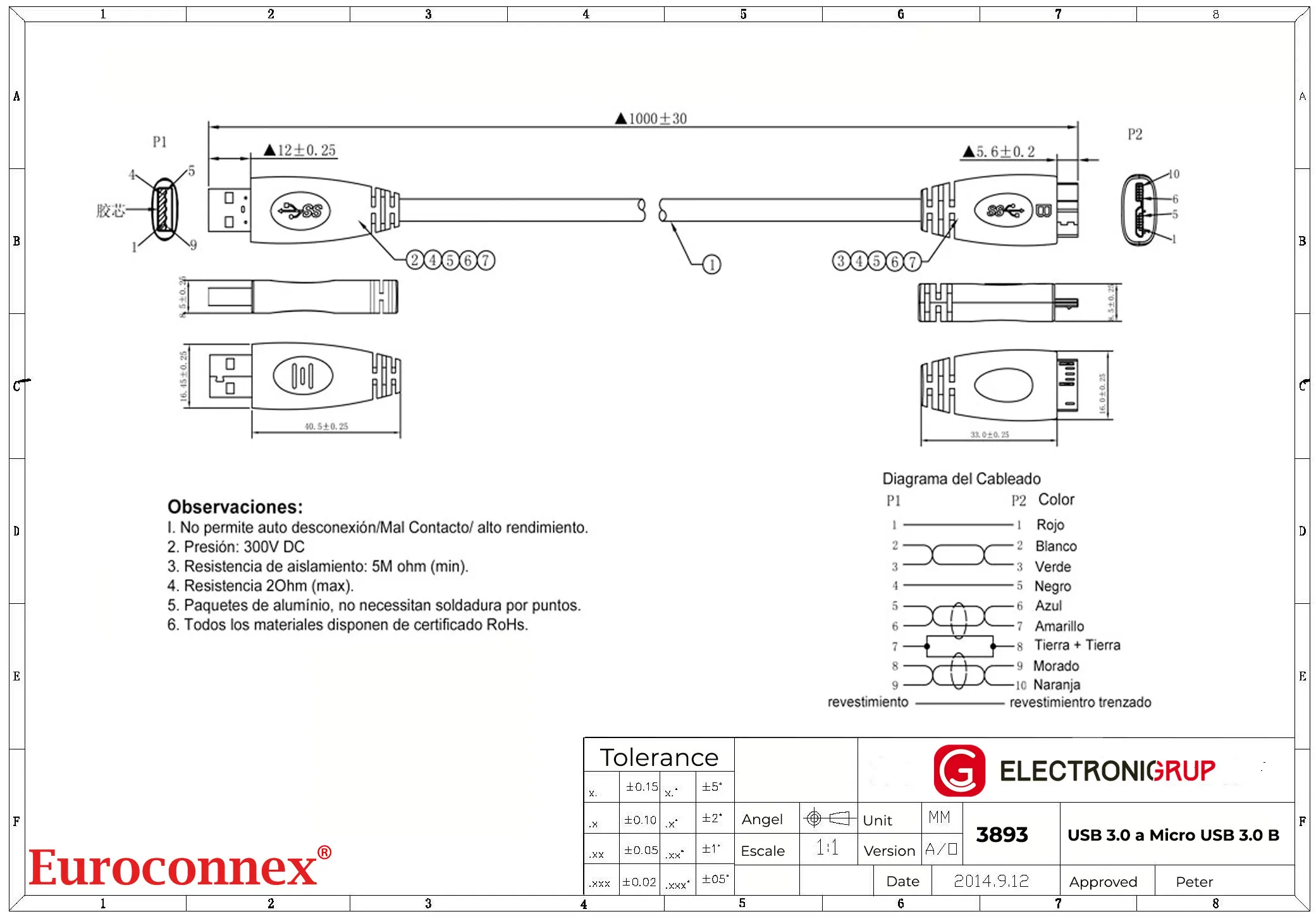 USB 3.0 MACHO A MICRO USB B MACHO, 0.9m — imagen 2