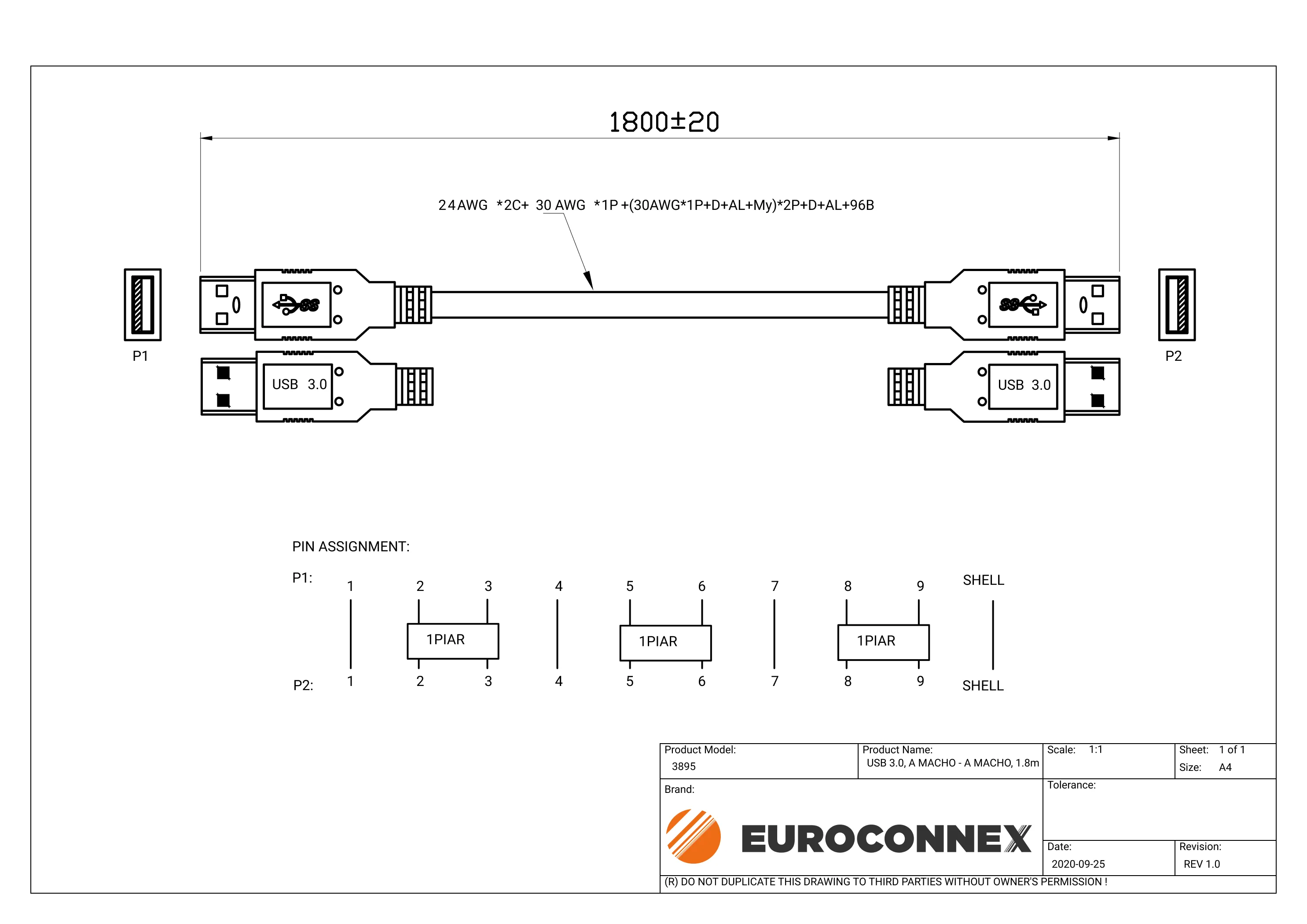 USB 3.0,  A MACHO - A MACHO, 1.8m — imagen 2