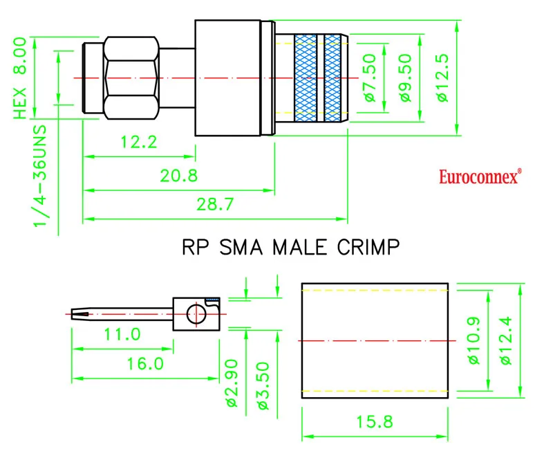 RG213 / LMR400, R/P SMA MACHO CRIMPAR — imagen 2