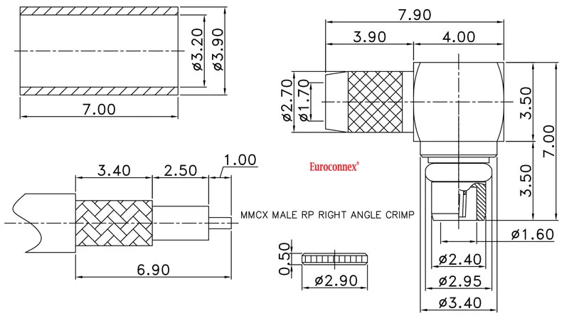 R/P, LMR100/RG174, MMCX MACHO CRIMPAR — imagen 2