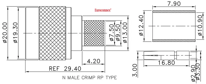 R/P, LMR400/RG213, N MACHO CRIMPAR — imagen 2