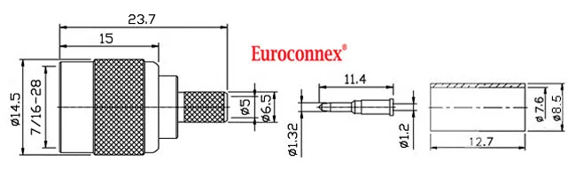 TNC Macho Crimpar RG-6, PTFE — imagen 2