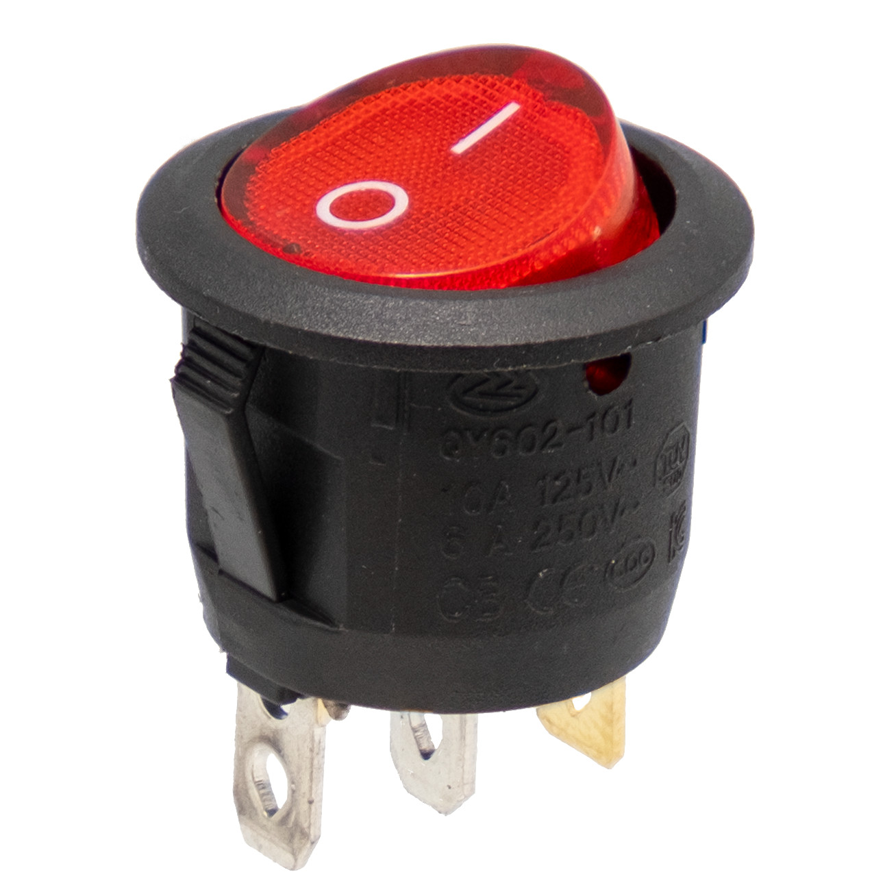 Interruptor luminoso rojo 3P. ON-OFF, Ø23mm 12V