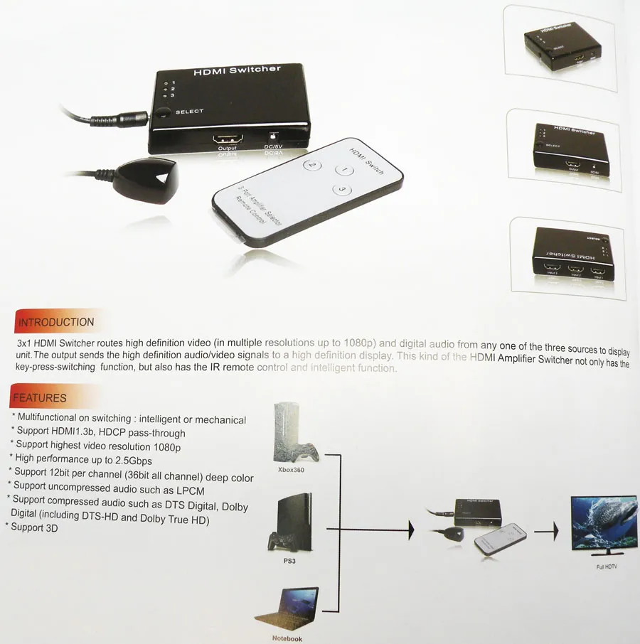 Conmutador HDMI 3x1 con infrarrojos — imagen 2