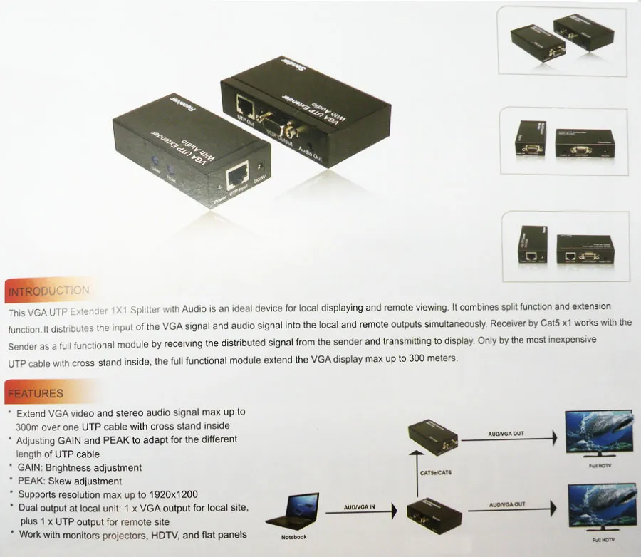 Extensor VGA, 300m resolución hasta 1920x1200 — imagen 2