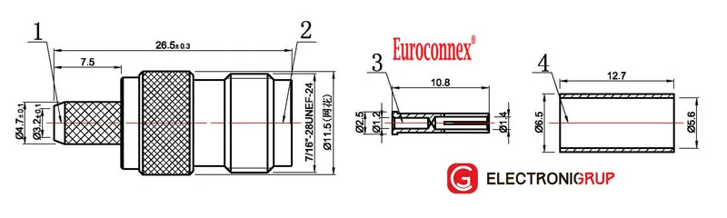 RG223, TNC Hembra Crimpar, PTFE — imagen 2