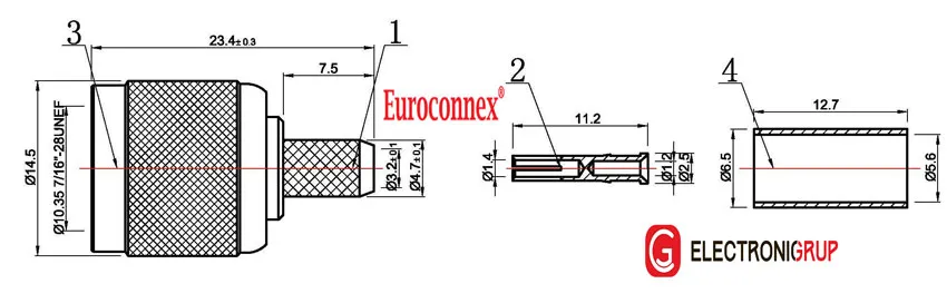 RG223, R/P TNC Macho Crimpar, PTFE — imagen 2