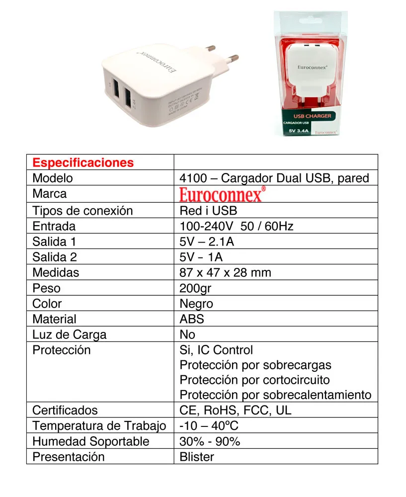 Cargador Dual USB 2 Salidas, 5V 3.4A — imagen 2