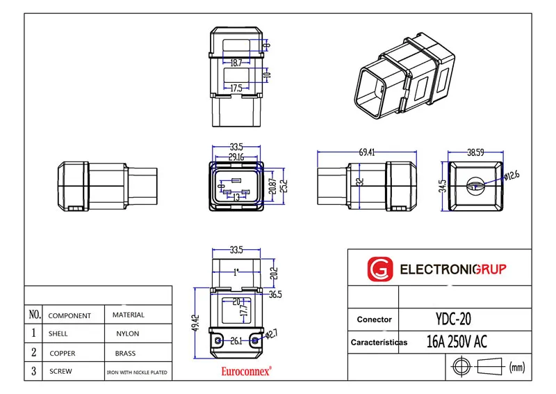 C20 - Conector Macho 16A. — imagen 2
