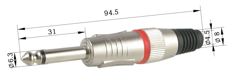 6.4mm Mono Macho Aereo, Linea Roja — imagen 2