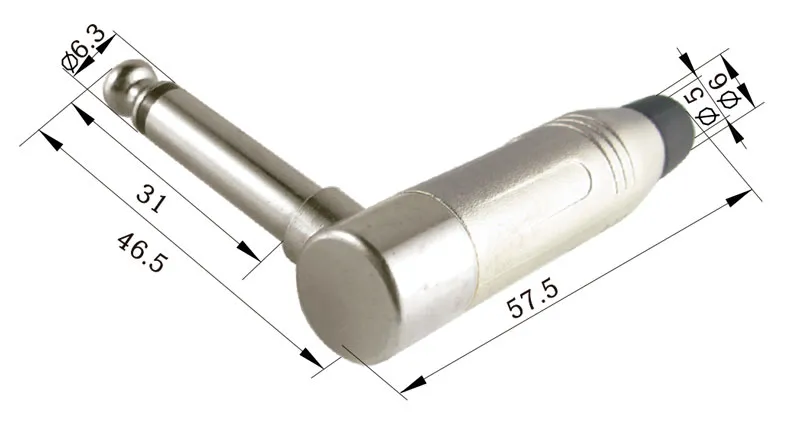6.4mm Mono Macho Acodado Con Goma — imagen 2
