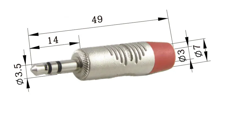 3.5mm Jack Estereo de Metal, Goma Roja — imagen 2