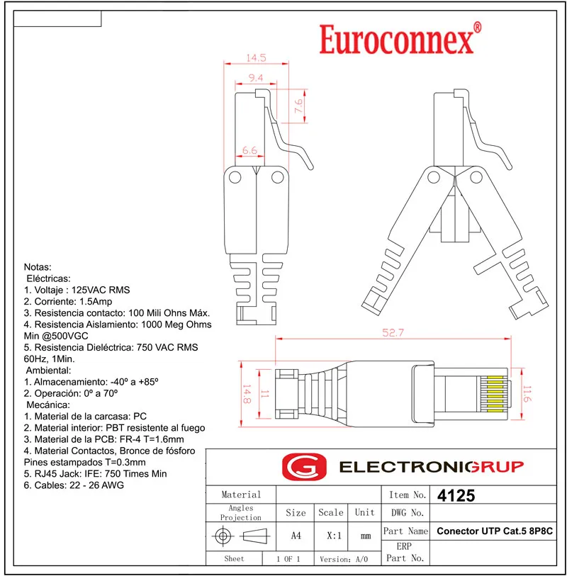 Conector RJ45 Cat.6 a presión — imagen 2