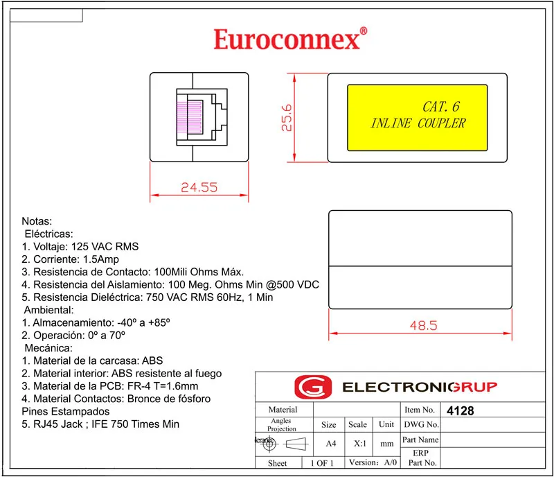 Acoplador RJ45 Cat.6 UTP Hembra - Hembra — imagen 2
