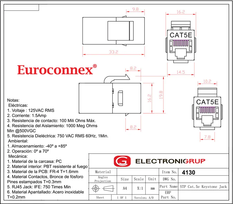 Adapt. Keystone Cat5e RJ45 H-H Apantallado — imagen 2