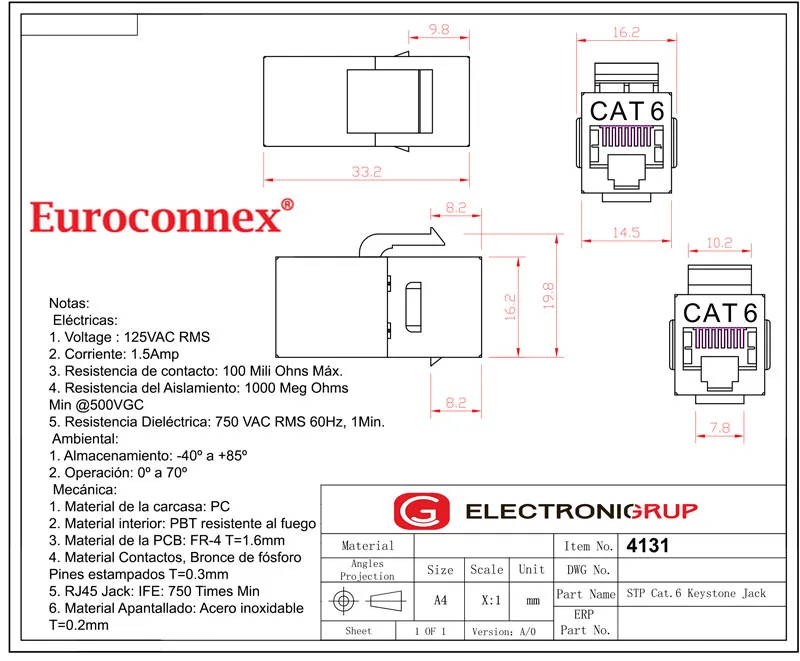 Adapt. Keystone Cat6 RJ45 F-F Apantallado — imagen 2