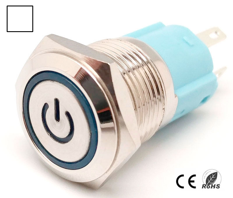 Pulsador 16mm con enclavamiento[OFF-ON] | 220V LED Blanco | Standby symbol