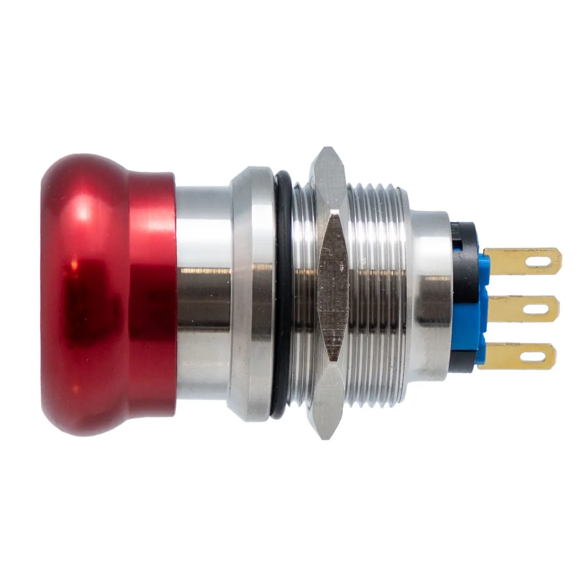 Seta de emergencia 24.5mm, acero inoxidable 19mm DPDT — imagen 3