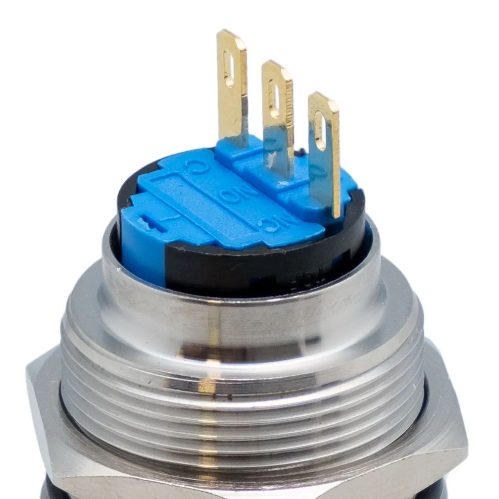 Seta de emergencia 28mm, acero inoxidable 22mm SPDT — imagen 4