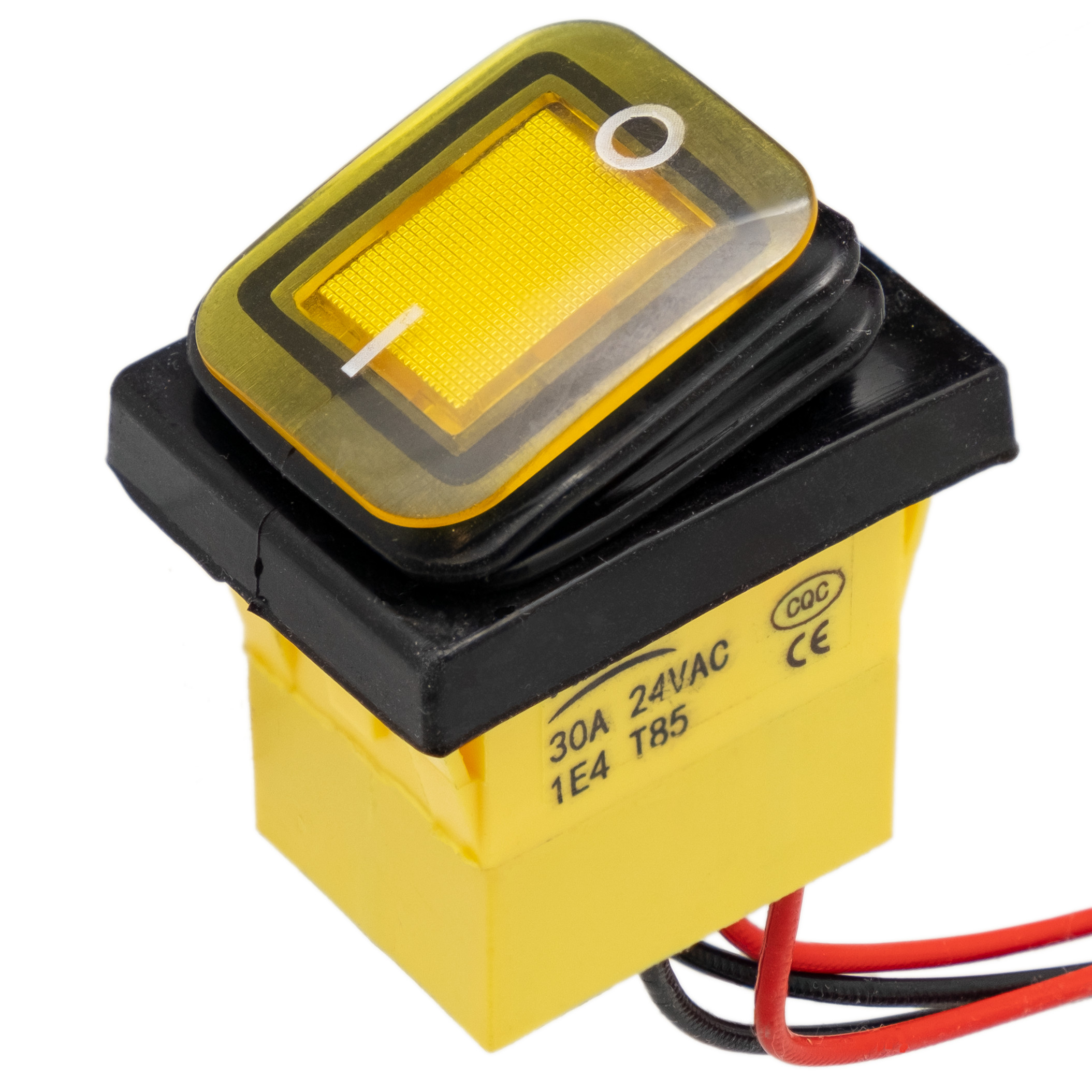 Interruptor IP67 DPST ON-OFF 24V/30A, Amarillo con LED
