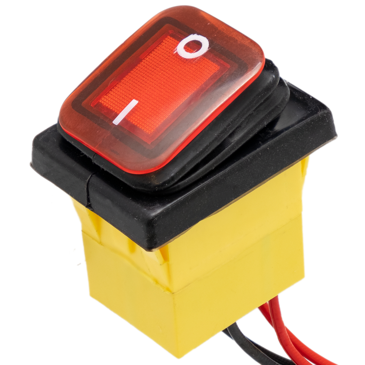 Interruptor IP67 DPST ON-OFF 24V/30A, Rojo con LED
