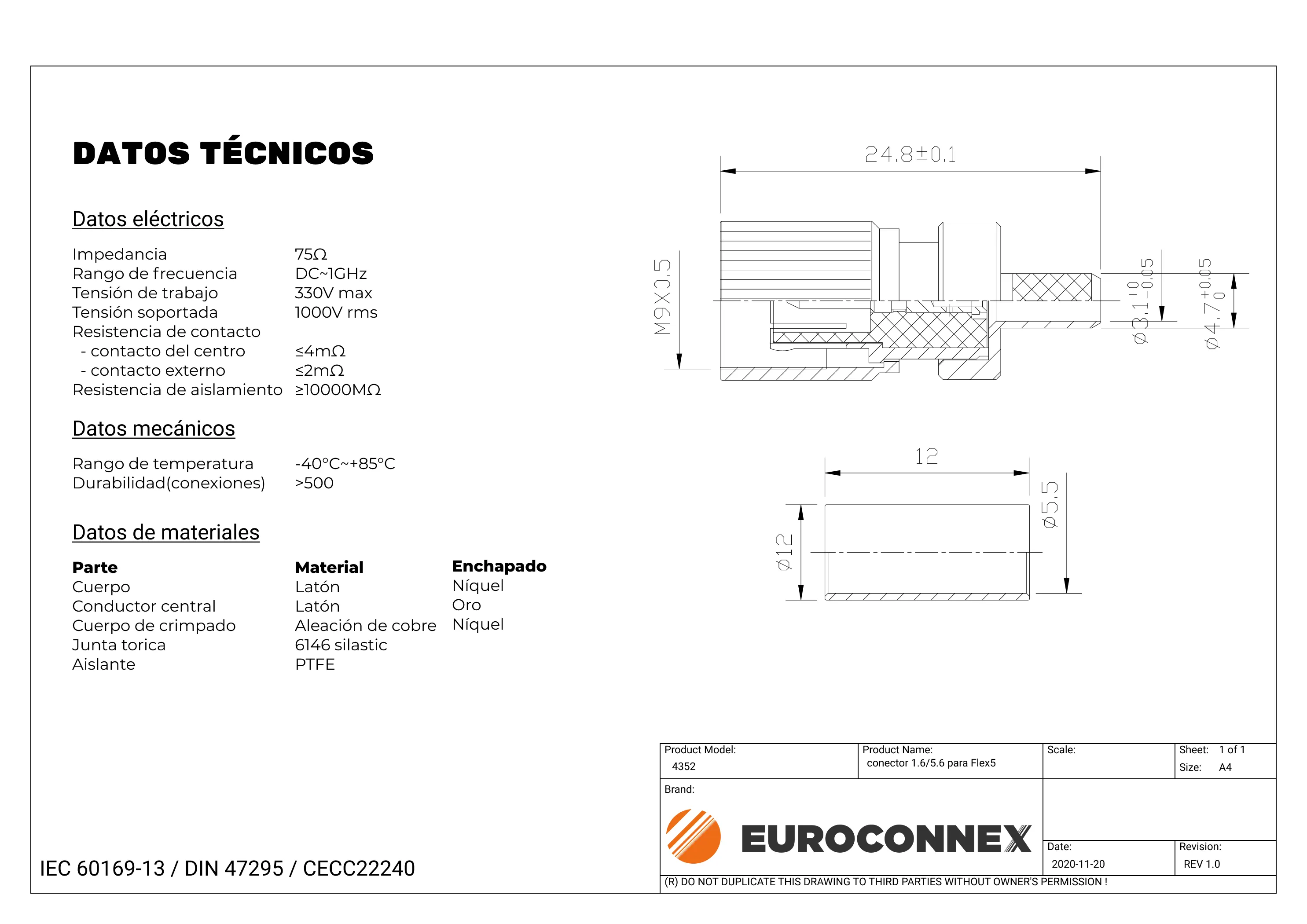 Conector 1.6/5.6 Macho Crimpar para FLEX5 — imagen 2