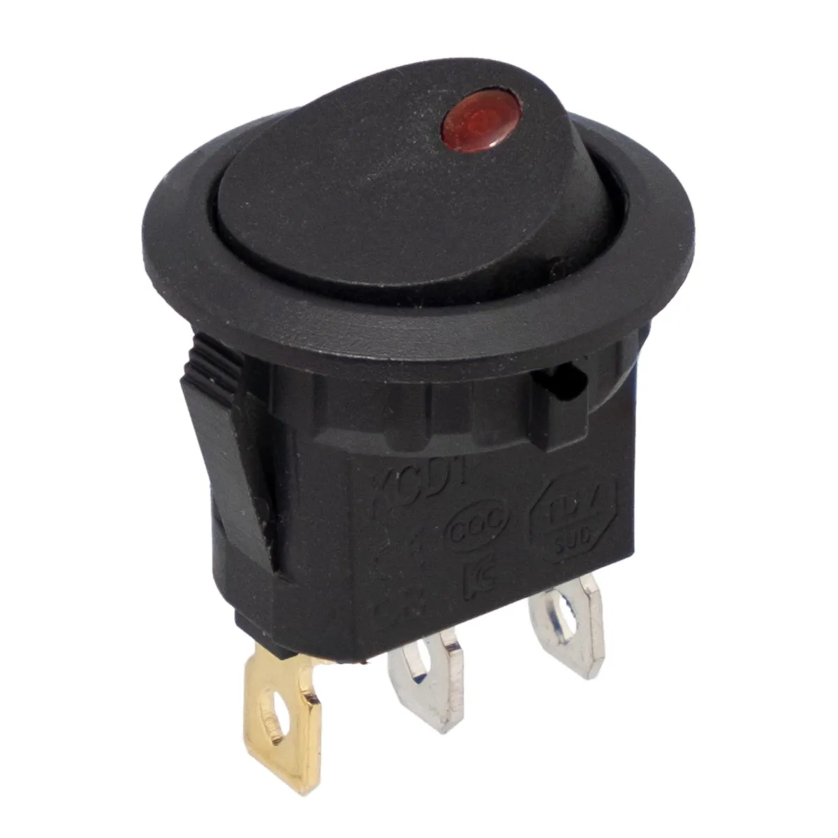 3 Pin Rocker Switch with Red LED, SPDT ON-OFF, Ø20mm, 250V 6A (125V 10A)