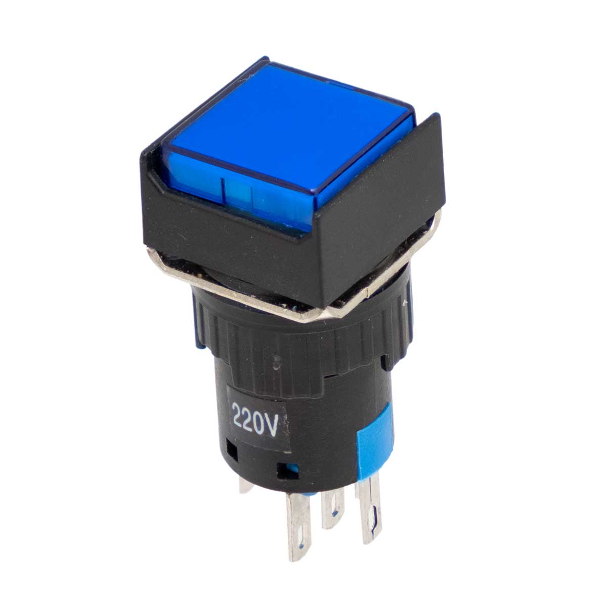 Interruptor de botón iluminado azul (SPST), Montaje en Panel, 12V