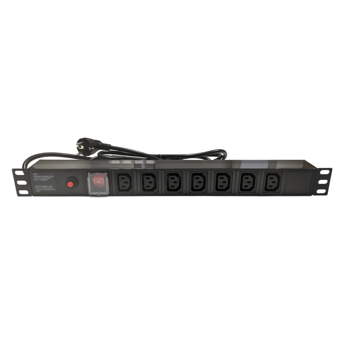 19” 1U Rack PDU with 7 x IEC C13 outlets, Switch & Overload Protection