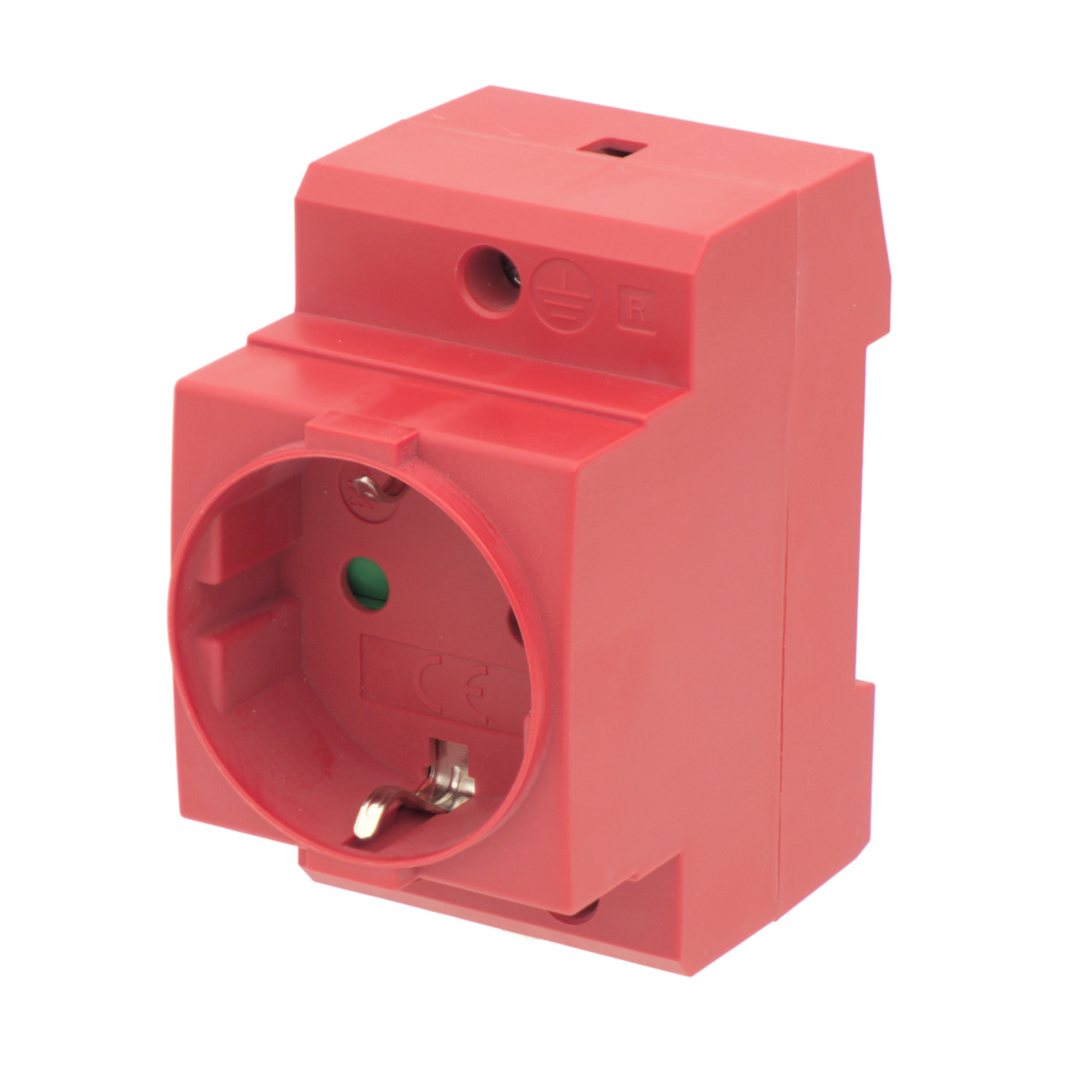 Enchufe de corriente tipo F (Shucko) para Carril DIN | ROJO