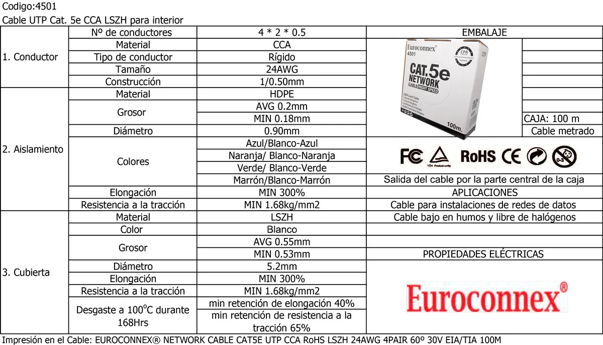 UTP Cat.5e CCA LSZH 100m, rígido, Pull Box — imagen 2