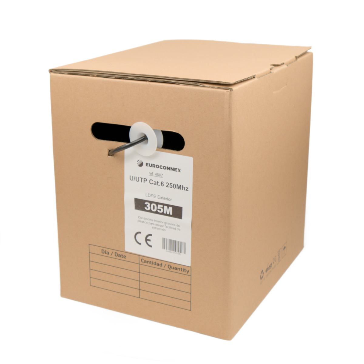 UTP Cat.6 CCA Exterior 305m, negro, rigido, Pull Box con bobina interna