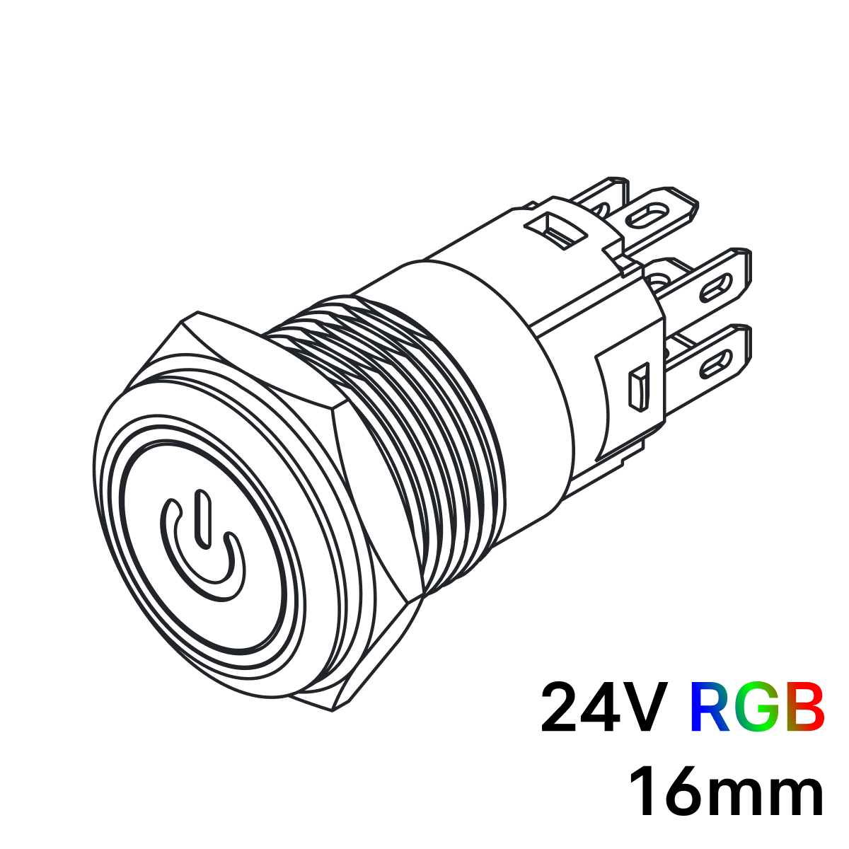 Pulsador 16mm con enclavamiento[OFF-ON] | 24V RGB | Standby symbol