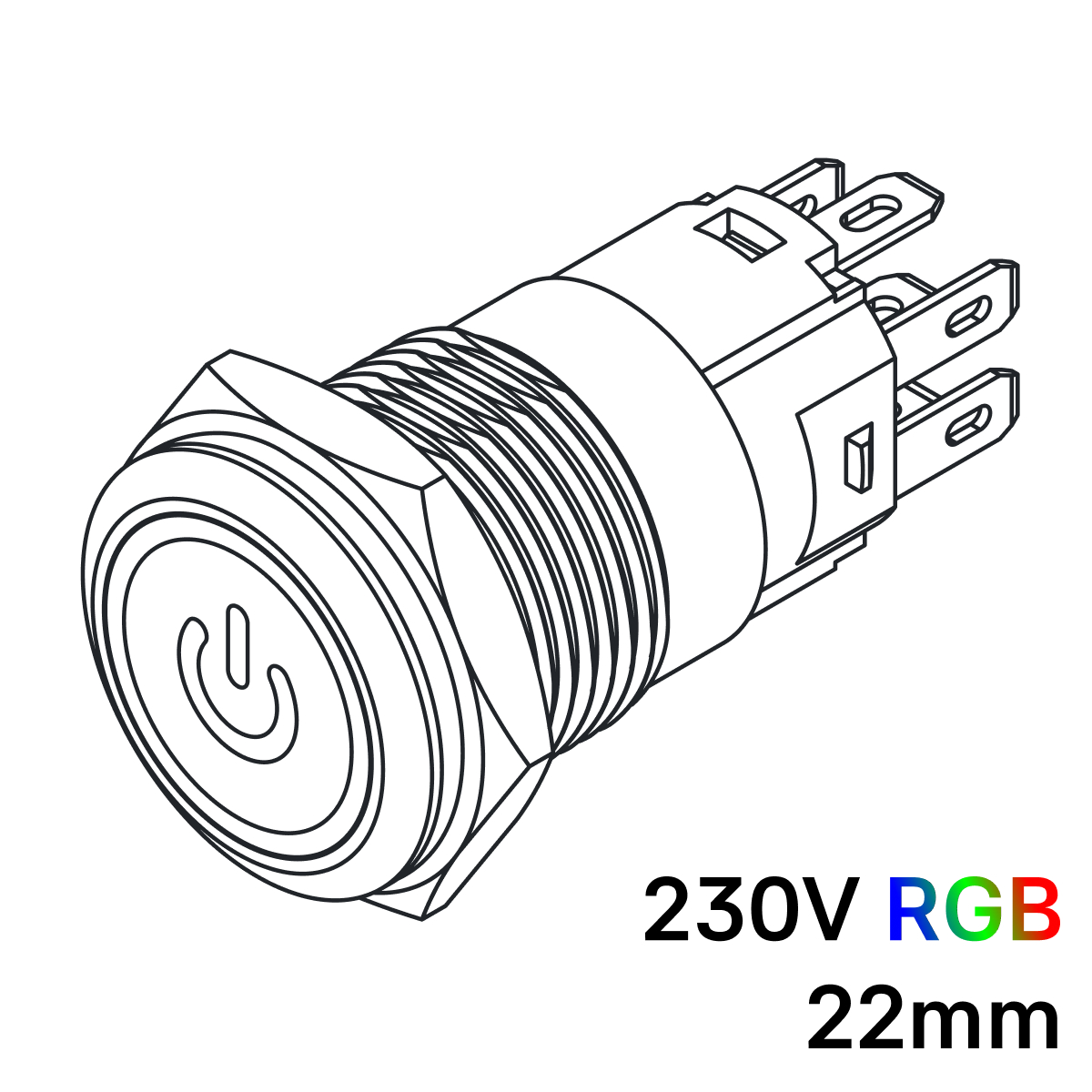 Pulsador 19mm con enclavamiento[OFF-ON] | 230V RGB | Standby symbol