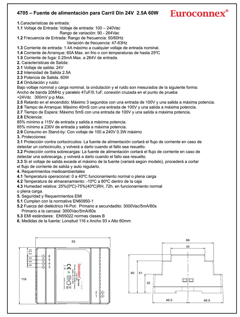F. Alimentación Carril Din 24V 2.5A 60W — imagen 2