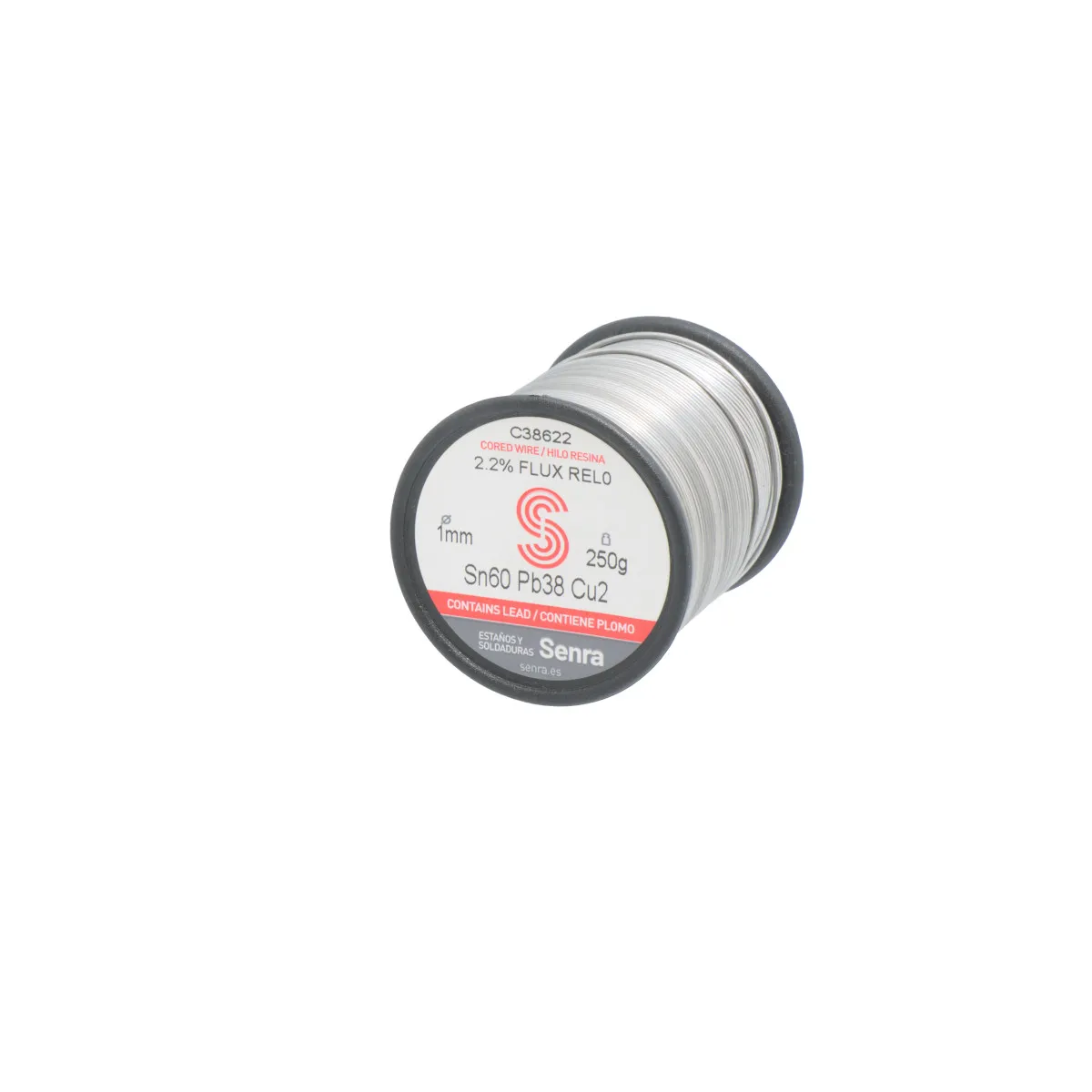 Tin Wire SN60 PB38 CU2 2.2% FLUX REL0 1.0mm 250g