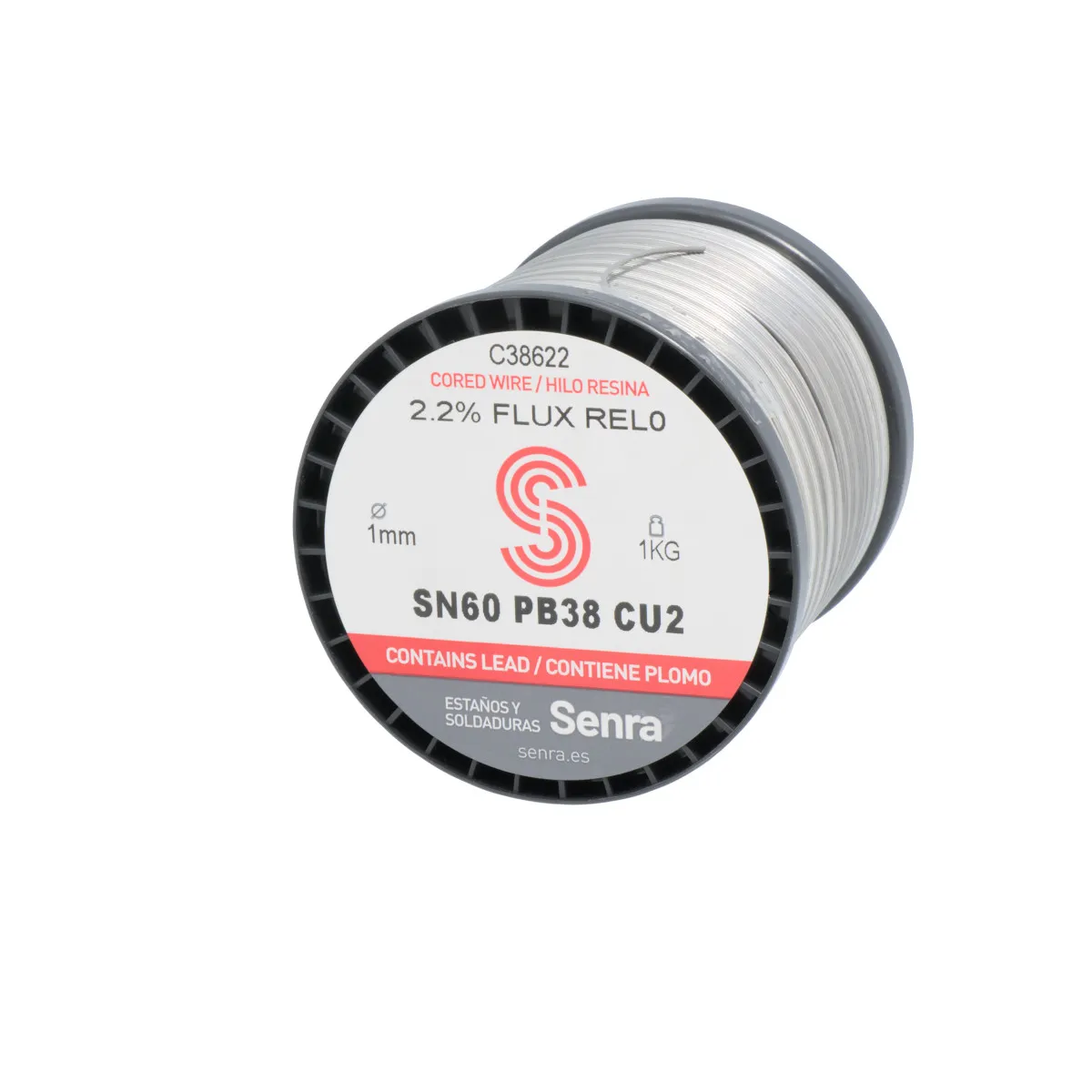 Tin Wire SN60 PB38 CU2 2.2% FLUX REL0 1.0mm 1kg