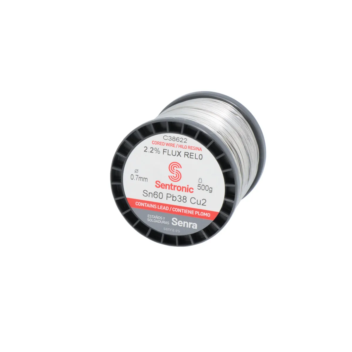 Tin Wire SN60 PB38 CU2 2.2% FLUX REL0 0.7mm 500g
