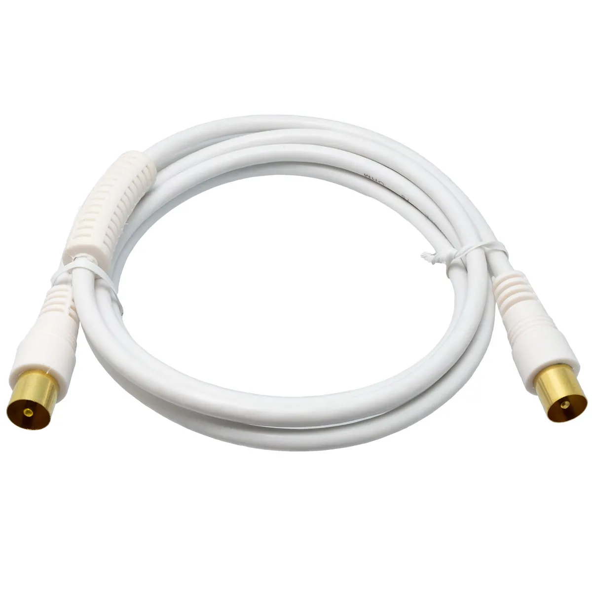 Conjunto cable de antena COAXIAL 2,5m blanco con ferritas Macho - Macho y adaptador Hembra - Hembra — imagen 2