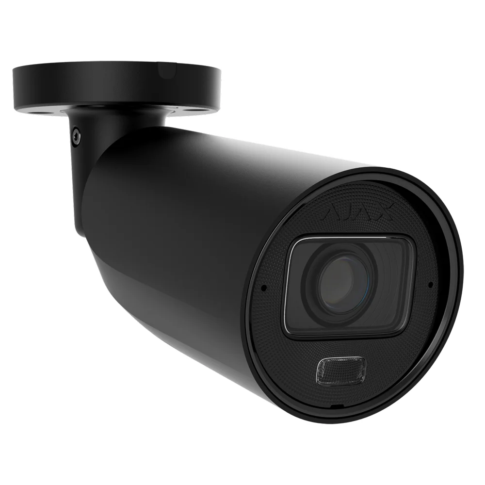 Cámara IP Bullet 8 Megapíxel Ajax - 1/2.8" Progressive Scan CMOS - Lente varifocal motorizada 2.8~12 mm - IR 60 m | Luz blanca 40 m |  PoE 802.3at/af - 120 dB TrueWDR | Detección de movimiento | IA -  MicroSD hasta 256GB | Color Negro