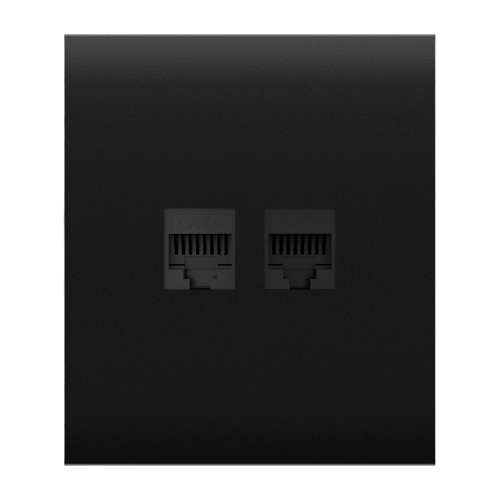 Tapa central para enchufe Ethernet - Compatible con AJ-OUTLETCORE-LAN-B - Requiere marco AJ-FRAME - Color negro
