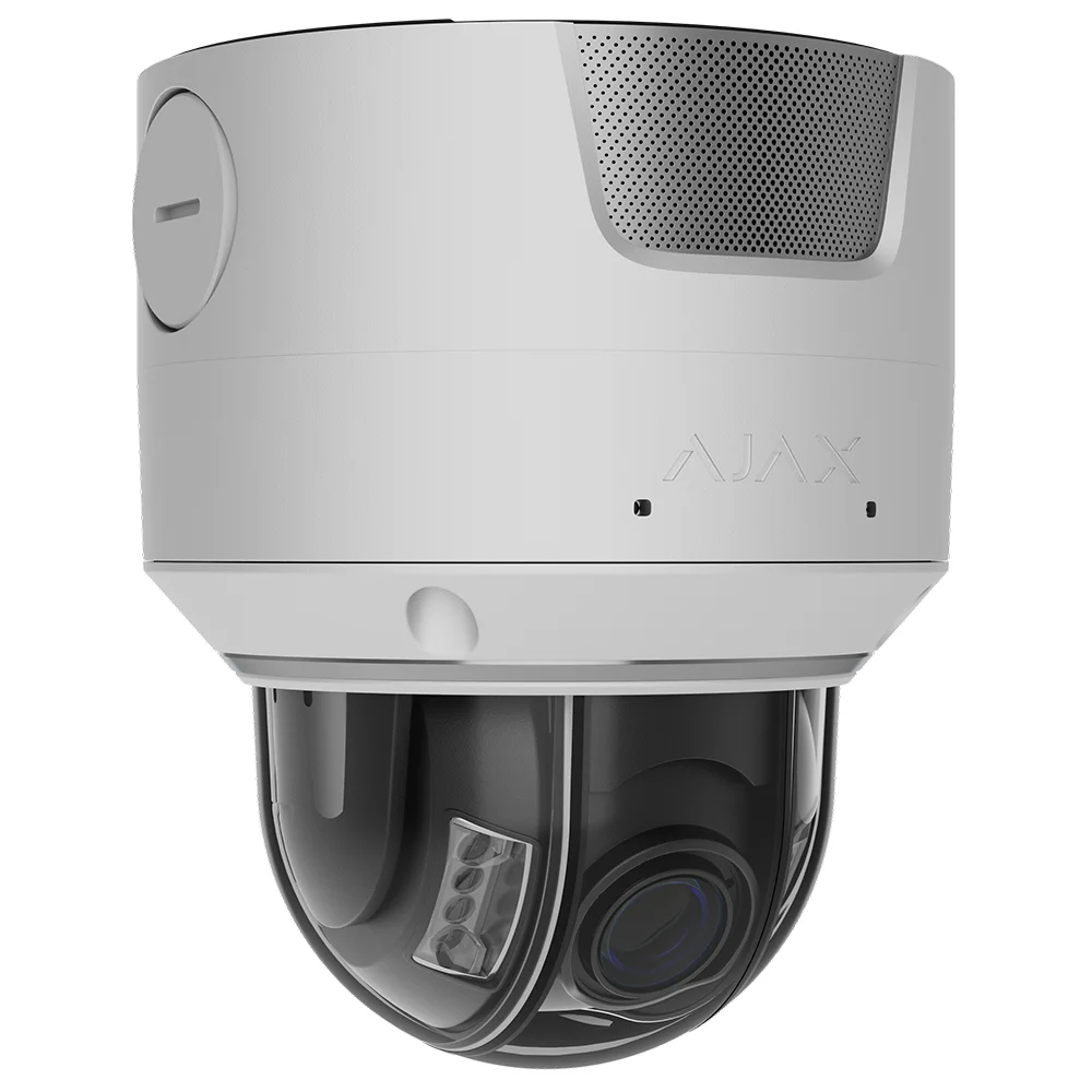 Cámara Superior IP Domo 8 Megapíxel Ajax - 1/1.8" Progressive Scan CMOS - Lente varifocal motorizada 2.8~12 mm - IR 40m | Luz Blanca 25 m | PoE 802.3at/af - TrueWDR | Detección de movimiento | IA - Color blanco