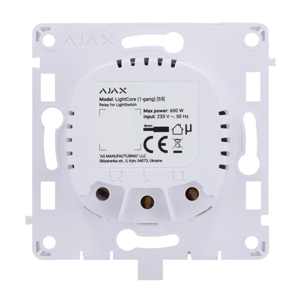 Ajax LightSwitch LightCore 1-gang. Interruptor Simple