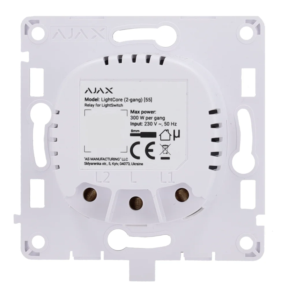 Ajax LightSwitch LightCore 2-gang. Interruptor Doble